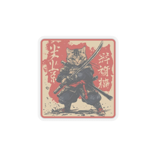 Samurai Cat, Kiss-Cut Stickers