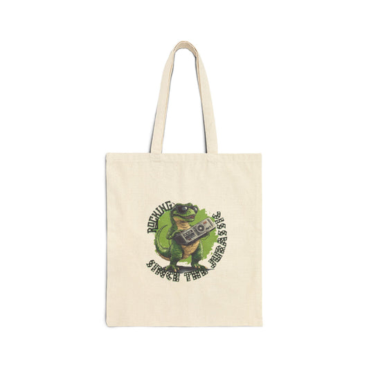 Dino Rocking, Cotton Canvas Tote Bag