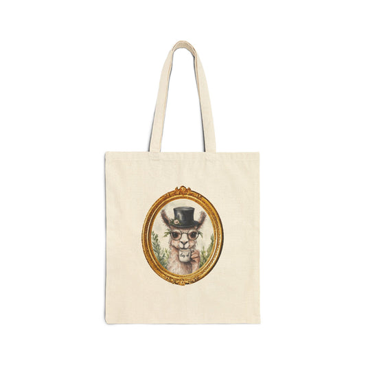 Gold Vintage Llama, Cotton Canvas Tote Bag